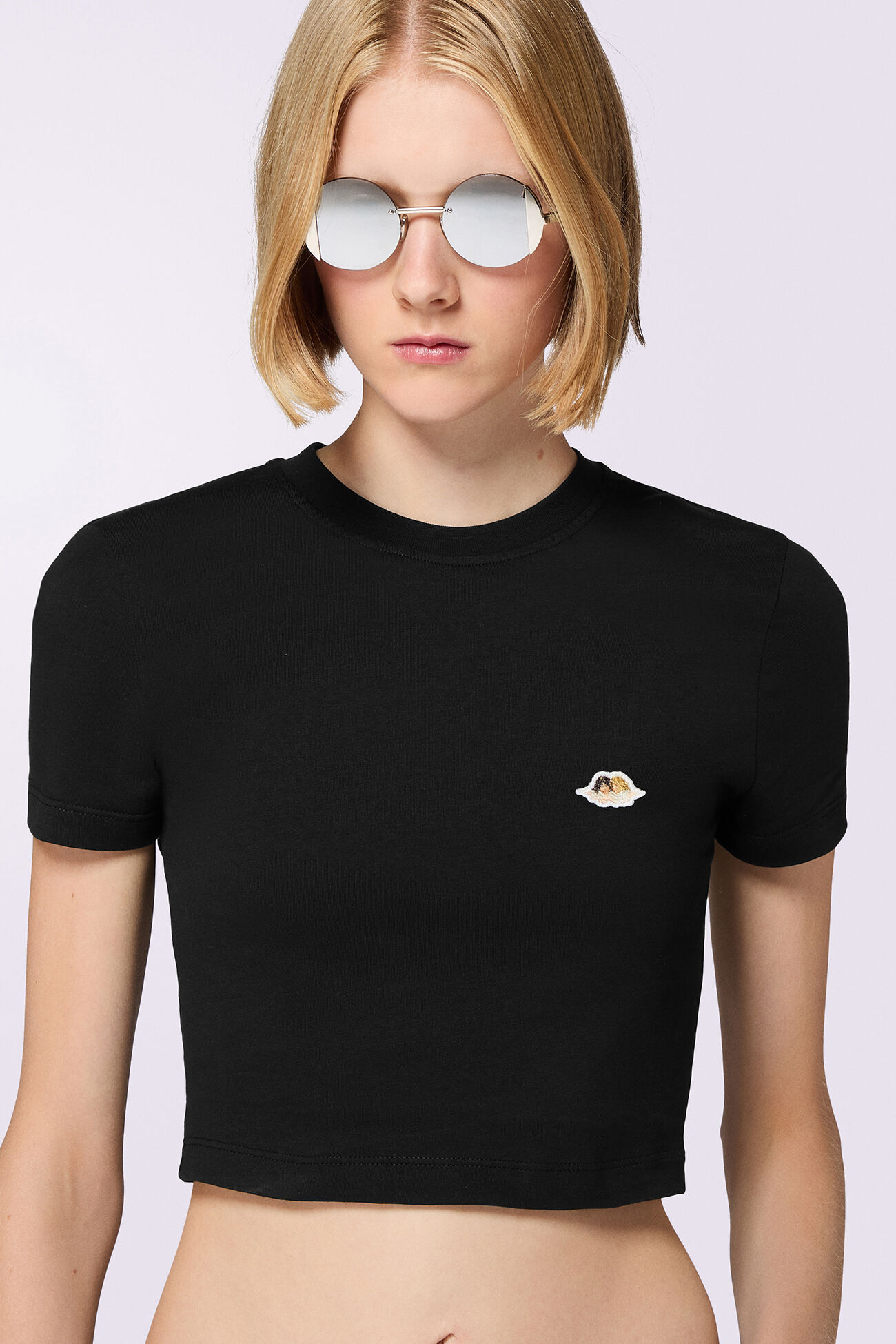 Angels Patch Cropped T-Shirt Black